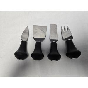 4-Piece Cheese Knife Set with Black Handles